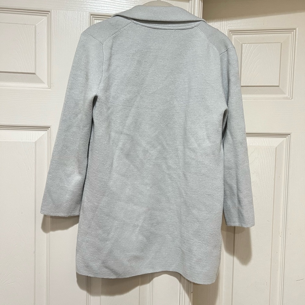 J Crew 365 Sophie Open Front Knit Blazer Sweater Size XXS Merino Wool Light Gray - Picture 6 of 9